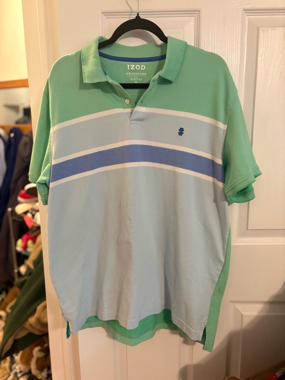 Izod Men’s Mint Green & Light Blue Striped Polo